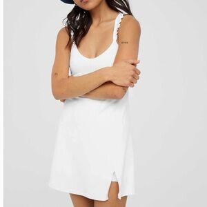 Offline By Aerie Real Me Xtra White Sleeveless Tennis Romper Dress